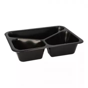 Papstar 96554 Vienreizējās pārtikas uzglabāšanas konteiners Melns PET 227x178x45mm