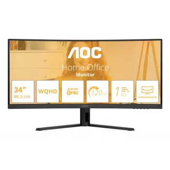 AOC B3 CU34B3E datora monitors 86.4 cm (34 collas) 3440 x 1440 pikseļi Wide Quad HD LED Melns