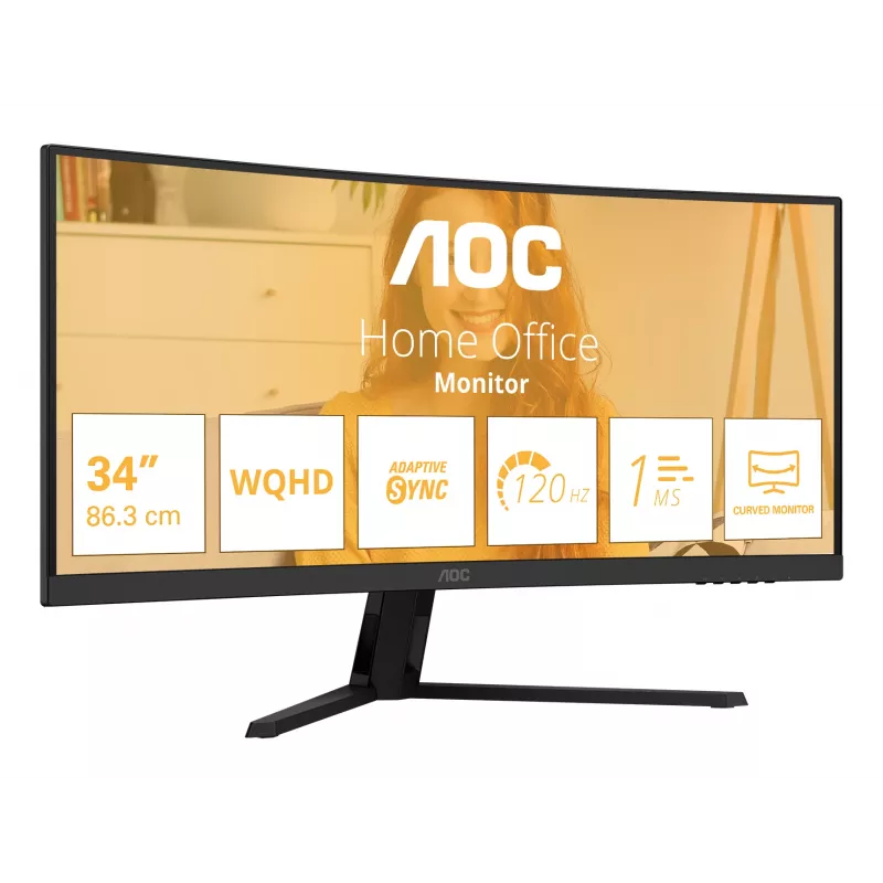 AOC B3 CU34B3E datora monitors 86.4 cm (34 collas) 3440 x 1440 pikseļi Wide Quad HD LED Melns