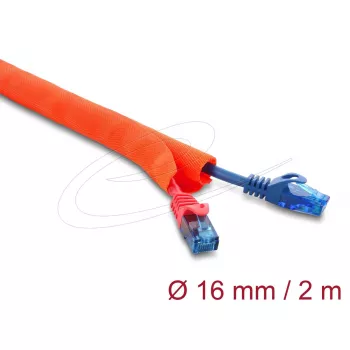 Kabeļu aizsargcaurule, pašaizveroša, DELOCK, 2 m × 16 mm, oranža