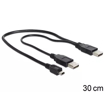 USB kabelis DeLOCK 83178 USB 2.0 0.3 m 2 x USB A Melns