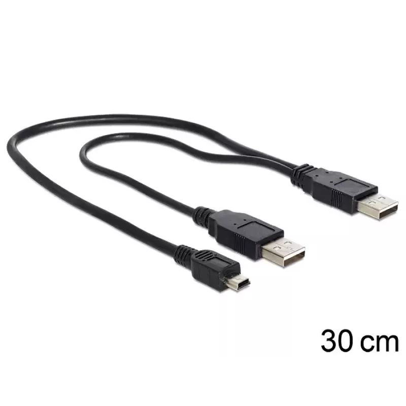 USB kabelis DeLOCK 83178 USB 2.0 0.3 m 2 x USB A Melns
