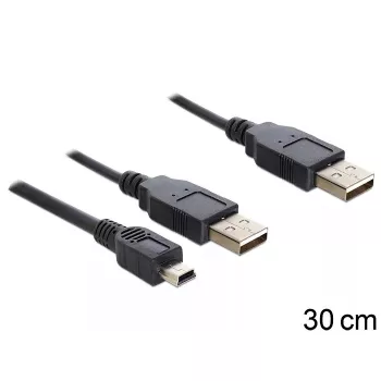 USB kabelis DeLOCK 83178 USB 2.0 0.3 m 2 x USB A Melns