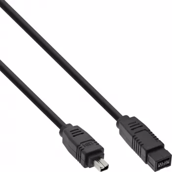 InLine FireWire 400 uz 800 1394b kabelis 4/9 kontaktu vīrišķais 1,8 m melns