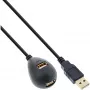 InLine USB 2.0 kabelis A tipa vīrišķais / sievišķais savienotājs, ar pamatni, melns, 2m