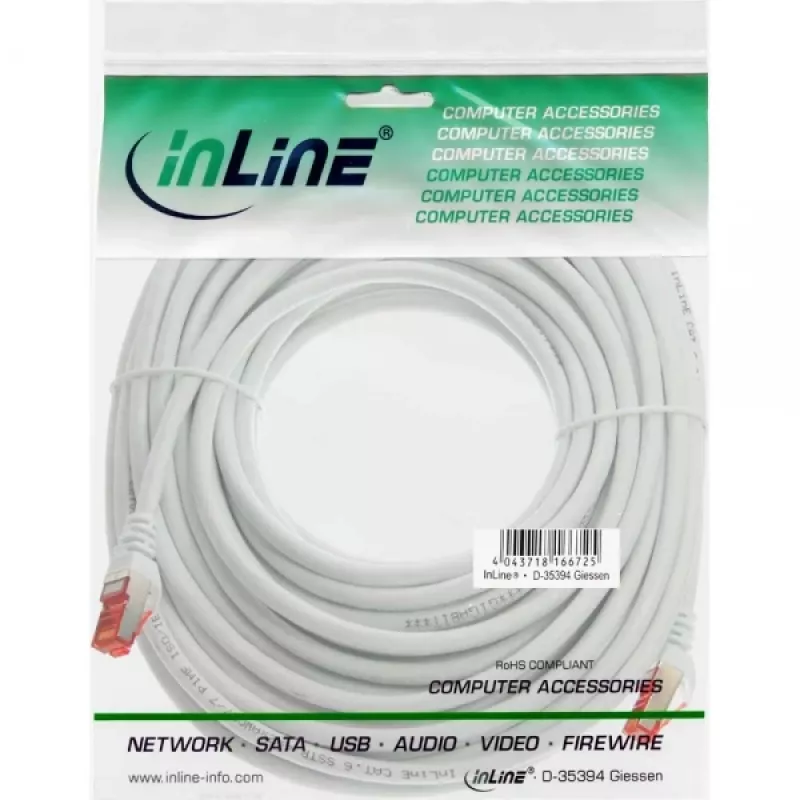 InLine komutācijas kabelis S/FTP PiMF Cat.6 250MHz PVC varš balts 30m