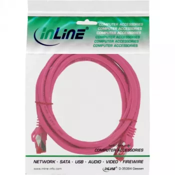 InLine komutācijas kabelis S/FTP PiMF Cat.6 250MHz PVC varš rozā 0.25m