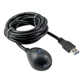 InLine USB 3.2 Gen.1 kabelis, USB Type-A tēvs/māte + barošana, ar statīvu, melns, 2 m