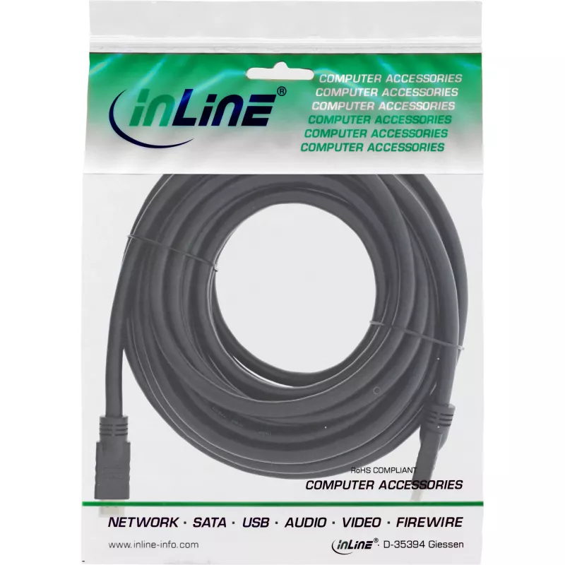 InLine HiD High Speed HDMI kabelis ar Ethernet, 4K2K, M/M, zelta kontakti, 15 m