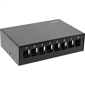 InLine Desktop Consolidation Point Box 8x Keystone RJ45, metāla, melns RAL9005