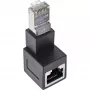 InLine ielāpu vada adapteris Cat.6A, RJ45 vīrišķais / sievišķais, leņķiski 90° uz leju