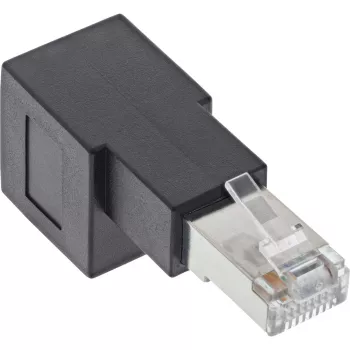 InLine ielāpu vada adapteris Cat.6A, RJ45 vīrišķais / sievišķais, leņķiski 90° uz leju