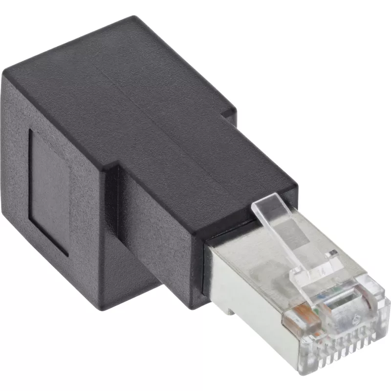 InLine ielāpu vada adapteris Cat.6A, RJ45 vīrišķais / sievišķais, leņķiski 90° uz leju