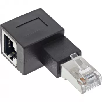 InLine plākstera kabeļa adapteris Cat.6A, RJ45 vīrišķais/sieviešu, leņķveida 90° pa kreisi