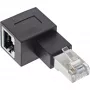 InLine plākstera kabeļa adapteris Cat.6A, RJ45 vīrišķais/sieviešu, leņķveida 90° pa kreisi
