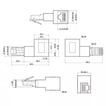 InLine plākstera kabeļa adapteris Cat.6A, RJ45 vīrišķais/sieviešu, leņķveida 90° pa kreisi