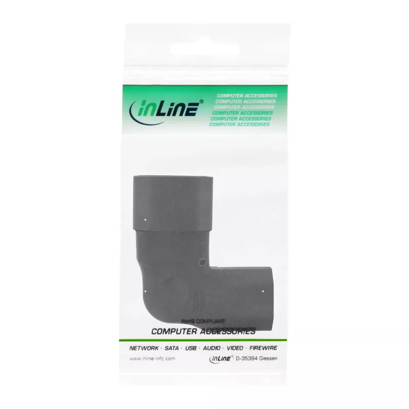 InLine Strāvas adapteris IEC 60320 C14/C13, pa kreisi/pa labi leņķveida, 3 kontaktu IEC ierīcei