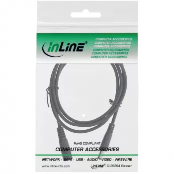 InLine līdzstrāvas pagarinātāja kabelis, līdzstrāvas spraudnis vīrišķais/sievišķais 5.5x2.1mm, melns, 2m