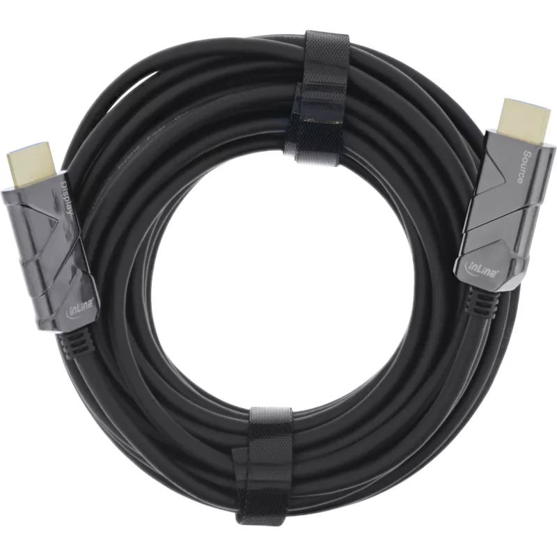 InLine HDMI AOC kabelis, Ultra High Speed HDMI kabelis, 8K4K, melns, 30 m