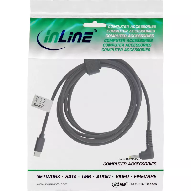 InLine USB-C uz BenQ/ASUS klēpjdatoru (apaļa/maza) uzlādes kabelis, 2 m