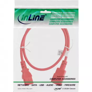InLine aukstā ierīču pagarinātājs, C13 / C14, sarkans, 1,5 m