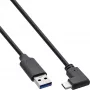 InLine USB 3.2 kabelis, USB-C vīrišķais leņķveida uz USB-A vīrišķais, melns, 0,5 m