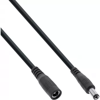 InLine līdzstrāvas pagarinātāja kabelis, DC vīrišķais/sieviešu 5,5x2,1mm, AWG 18, melns 5m