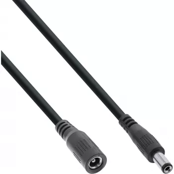 InLine līdzstrāvas pagarinātājs, DC vīrišķais/sieviešu 5.5x2.5mm, AWG 18, melns 0.5m