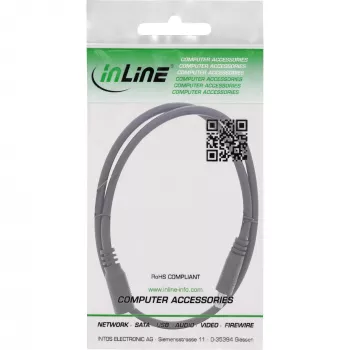 InLine līdzstrāvas pagarinātājs, DC vīrišķais/sieviešu 5.5x2.5mm, AWG 18, melns 0.5m