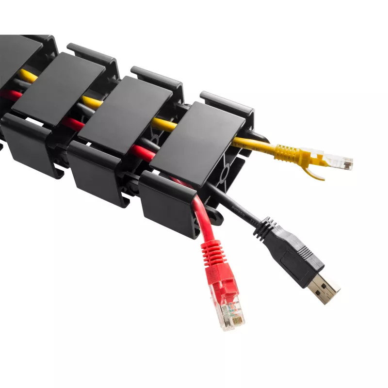 InLine elastīgs kabeļu kanāls augstumā regulējamiem galdiem, 4 kameru, melns