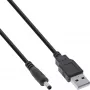 InLine USB līdzstrāvas barošanas adaptera kabelis, USB A spraudnis savienotājs uz DC spraudni 4,0x1,70 mm, melns, 1 m