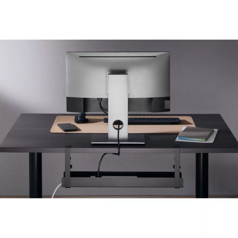 InLine kabeļu vadotnes sliede, montāžai zem galda, ar skrūvspīlēm, melna