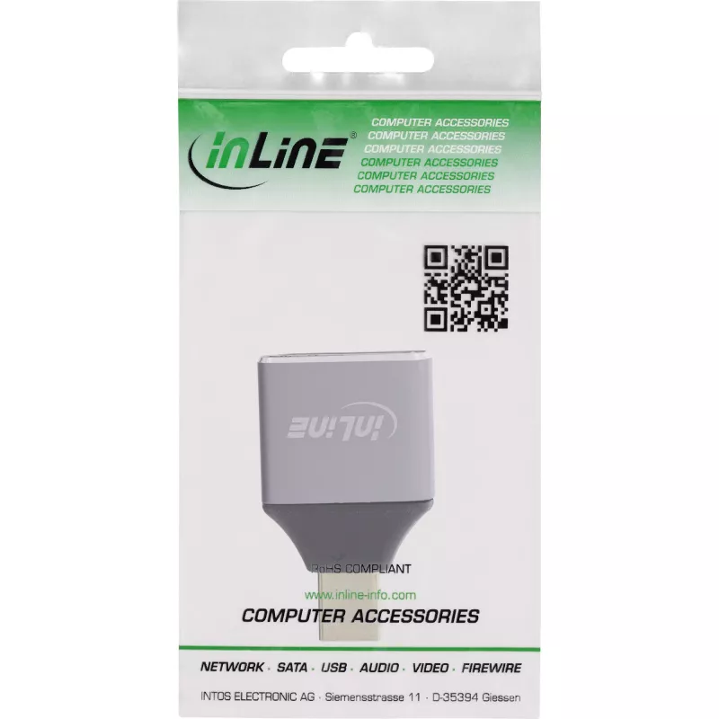 InLine 17291C kabeļa savienotāja adapteris DisplayPort Mini DisplayPort Pelēks, Melns
