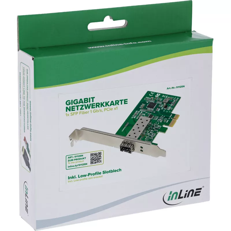 Iekšējā tīkla karte InLine 51125N optiskās šķiedras 1000 Mbit/s PCI Express