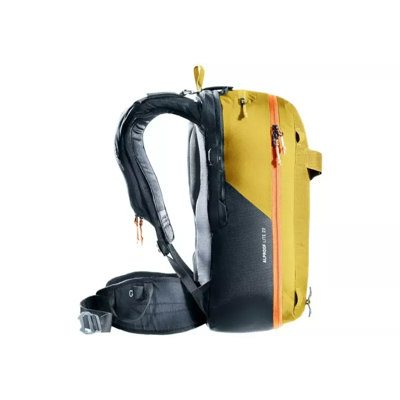 Lavīnas mugursoma DEUTER Alproof Lite 22 – 22 L, kurkuma/melna, viegla, izturīga