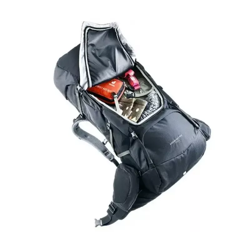 Mugursoma DEUTER Aircontact Pro 75+10 — 75+10 L ietilpība, melna, izturīga ūdensizturīga