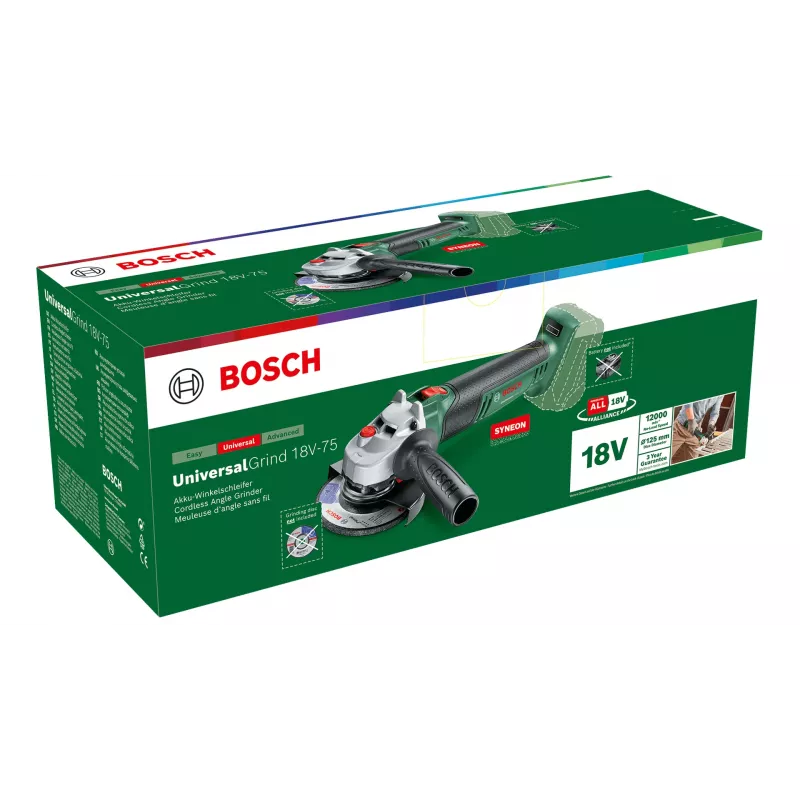 Bosch UniversalGrind 18V-75 leņķa slīpmašīna 11,5 cm 12000 apgr./min 1,7 kg