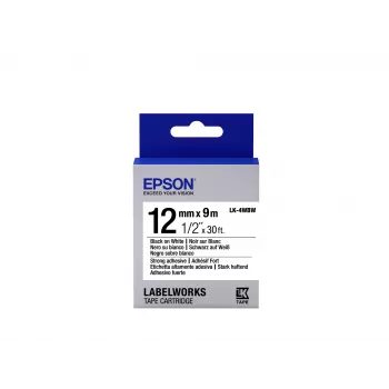 Epson uzlīmju kasetne ar spēcīgu līmi LK-4WBW melns/balts 12mm (9m)