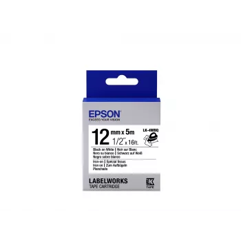 Epson etiķešu kasetne gludināšanai LK-4WBQ melns/baltss 12mm (5m)
