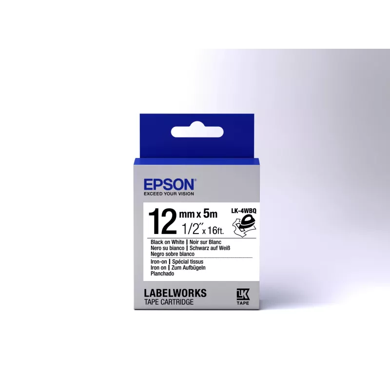 Epson etiķešu kasetne gludināšanai LK-4WBQ melns/baltss 12mm (5m)