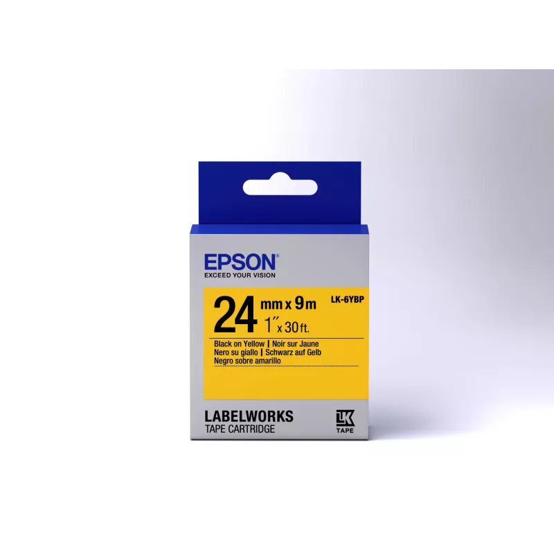 Epson Label Cartridge Pastel LK-6YBP Melns/dzeltena 24mm (9m)