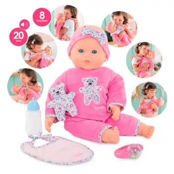 Lelle Simba‑Dickie Corolle 9000150050, interaktīva mazbērnu lelle, 42 cm augstums, AA baterija, rozā
