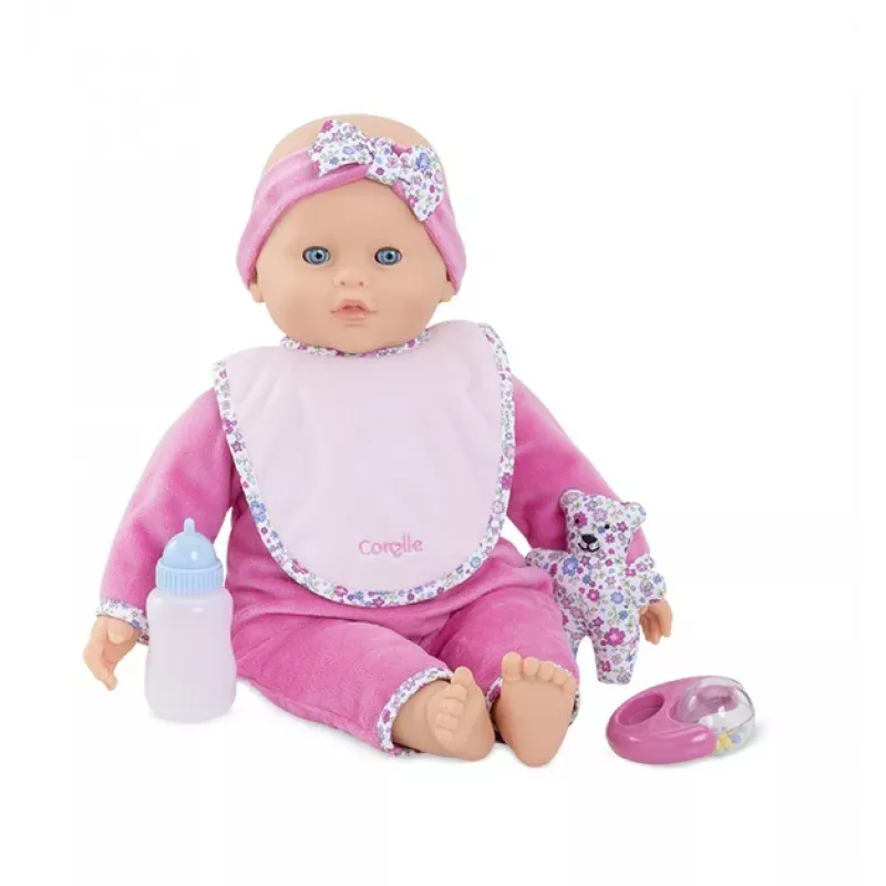 Lelle Simba‑Dickie Corolle 9000150050, interaktīva mazbērnu lelle, 42 cm augstums, AA baterija, rozā