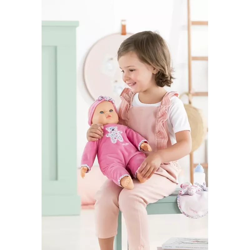 Lelle Simba‑Dickie Corolle 9000150050, interaktīva mazbērnu lelle, 42 cm augstums, AA baterija, rozā