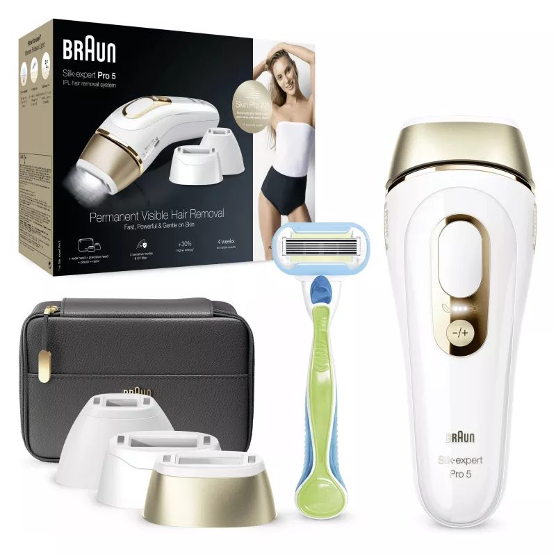 Braun Silk-expert Pro 5 PL5243 Intensīva impulsa gaisma (IPL) Zelts, Balts