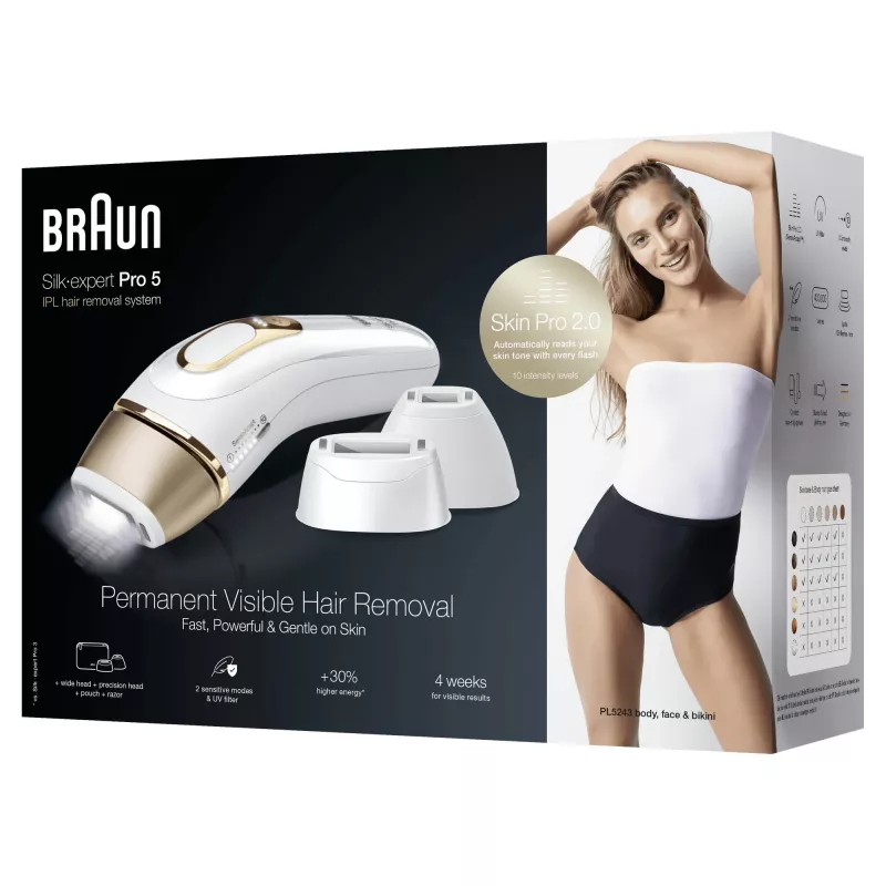 Braun Silk-expert Pro 5 PL5243 Intensīva impulsa gaisma (IPL) Zelts, Balts