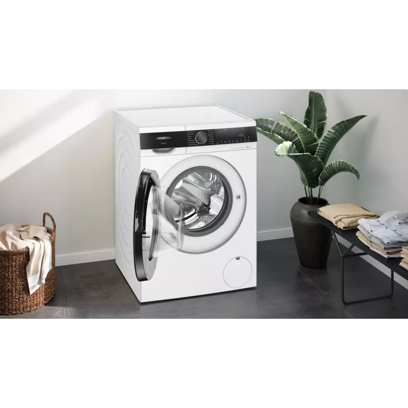 Siemens iQ500 WG44G2Z22 veļas mašīna ar priekšējo ielādi 9 kg 1351 apgr./min melna, balta