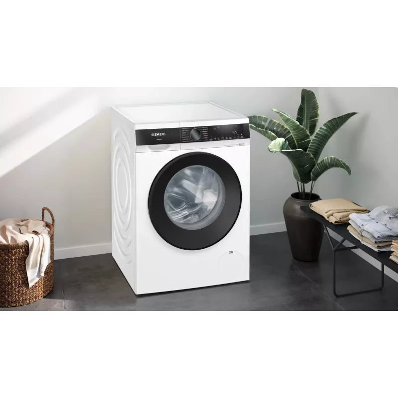 Siemens iQ500 WG44G2Z22 veļas mašīna ar priekšējo ielādi 9 kg 1351 apgr./min melna, balta