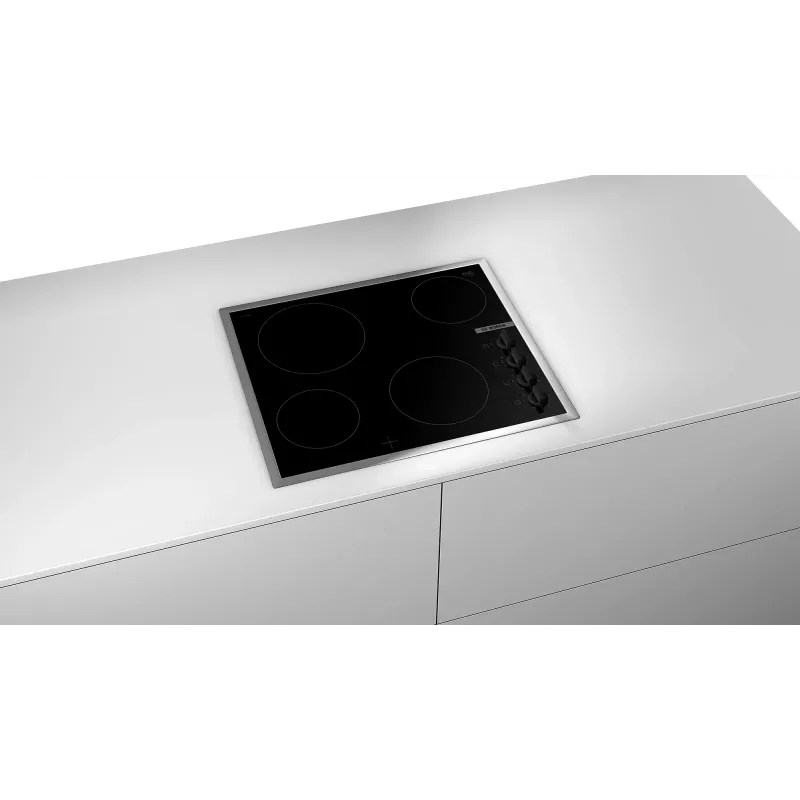 Bosch Serie 2 PKE645CA2E plīts Melna, nerūsējošais tērauds Iebūvējama 60 cm Keramiskā plīts 4 zona(s)