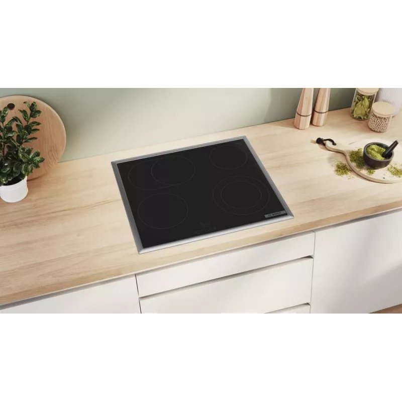 Bosch Serie 4 PKN645BA2E plīts virsma Melna Iebūvējama 60 cm Keramiskā plīts virsma 4 zona(s)